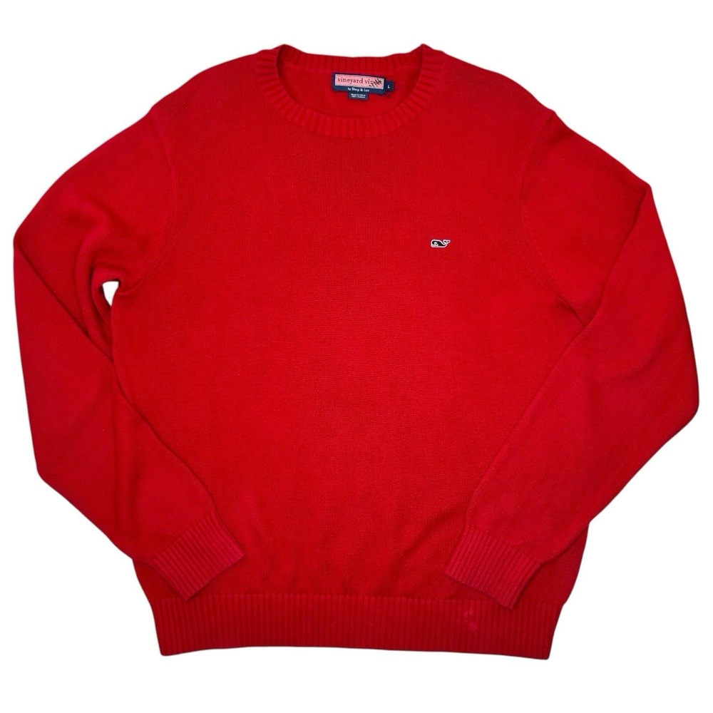 Vineyard Vines Classic Cotton Crewneck Sweater Men's Large Red Sweatshirt Preppy